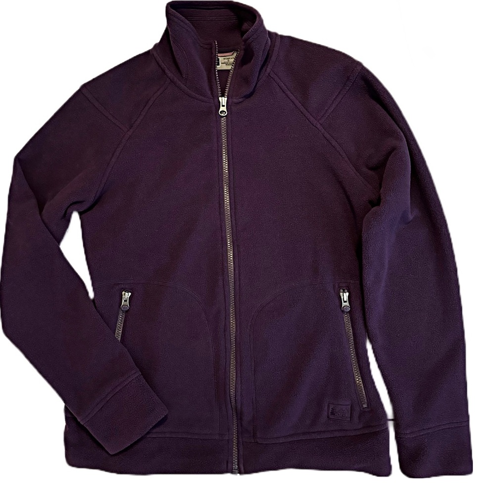 REI Women's Outdoor Fleece Long Sleeve Full Zip Sz S Jacket Purple With Pockets